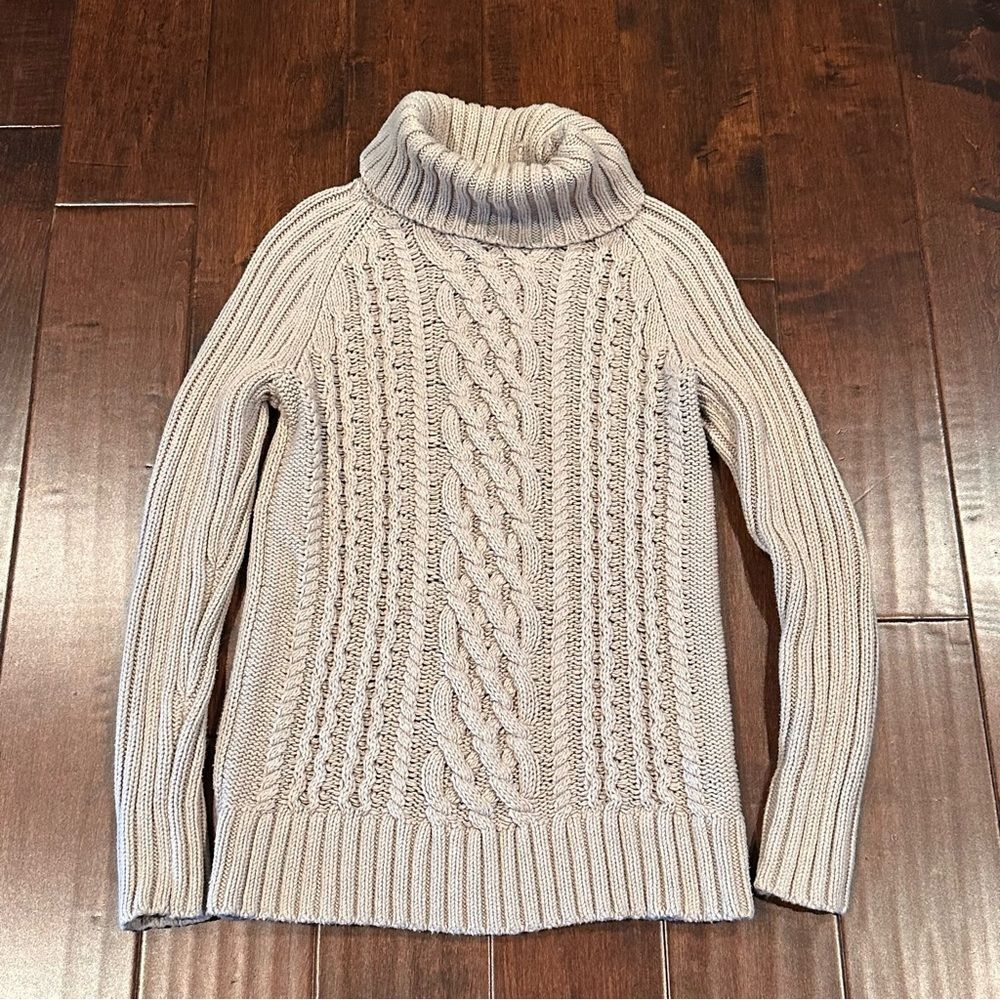 Banana Republic Beige Cable Knit Turtleneck Sweater Size XS